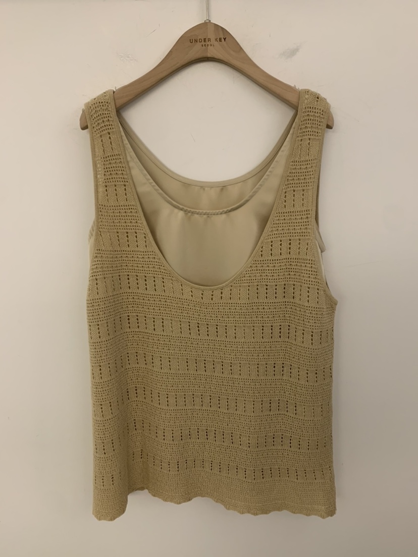 UNDER KEY韓國代購女裝新款人氣職業休閑吊帶背心亞麻針織UNDER KEY吊帶/背心圖色1
