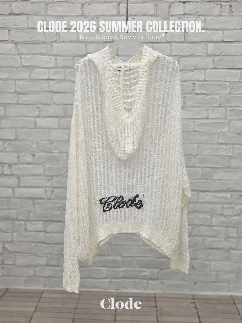 CLODE韓國東大門直郵女裝新款熱賣休閑推薦針織衫網狀兜帽CLODE針織衫