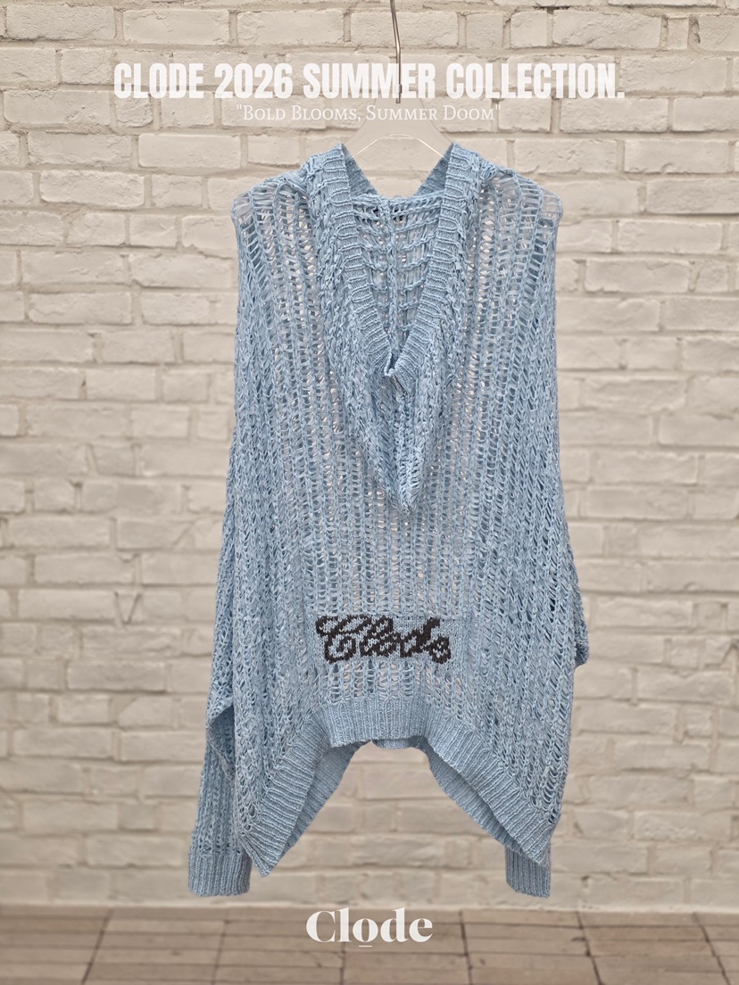 CLODE韓國東大門直郵女裝新款熱賣休閑推薦針織衫網狀兜帽CLODE針織衫