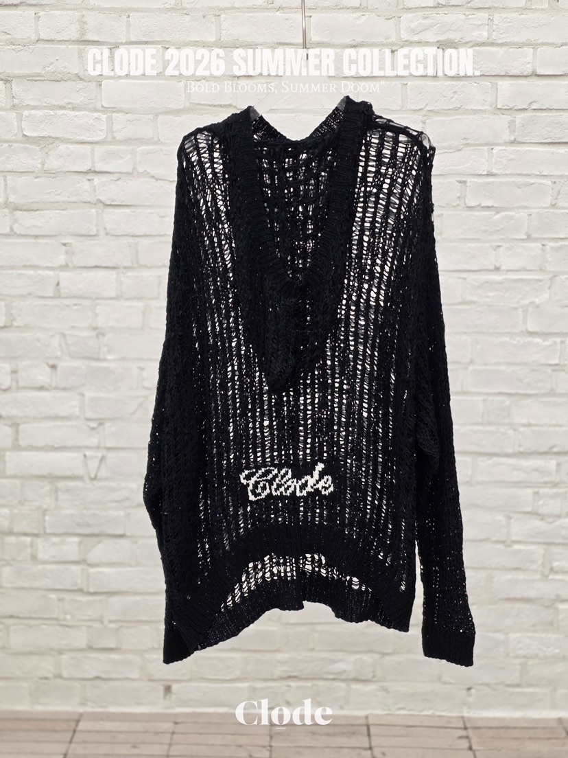 CLODE韓國東大門直郵女裝新款熱賣休閑推薦針織衫網狀兜帽CLODE針織衫