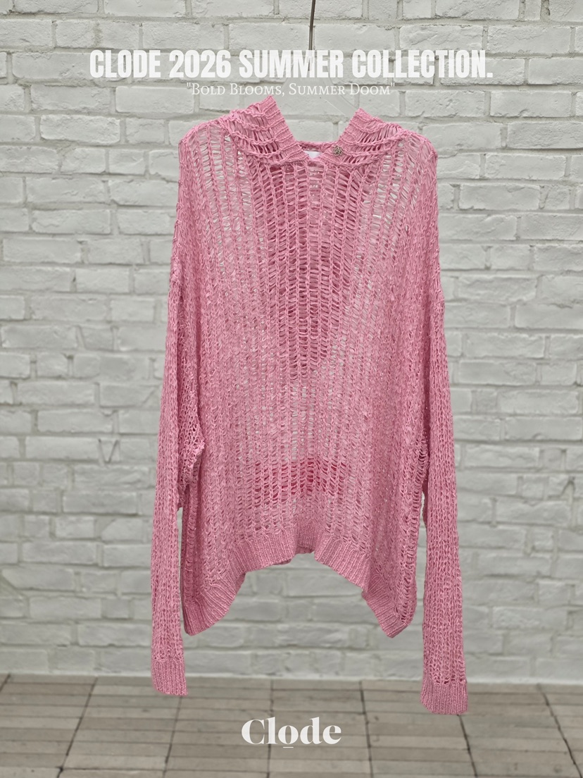 CLODE韓國東大門直郵女裝新款熱賣休閑推薦針織衫網狀兜帽CLODE針織衫圖色1