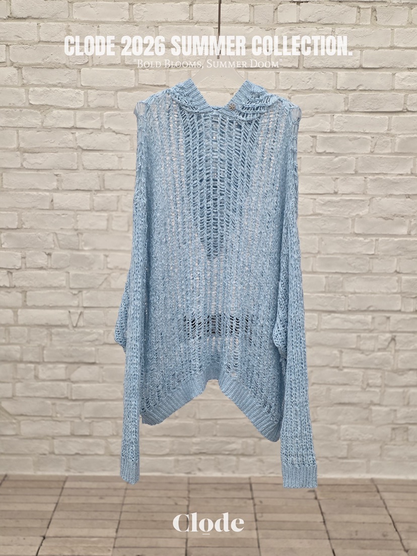 CLODE韓國東大門直郵女裝新款熱賣休閑推薦針織衫網狀兜帽CLODE針織衫圖色2