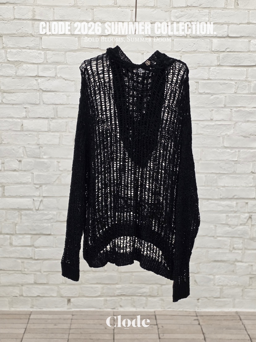 CLODE韓國東大門直郵女裝新款熱賣休閑推薦針織衫網狀兜帽CLODE針織衫圖色3