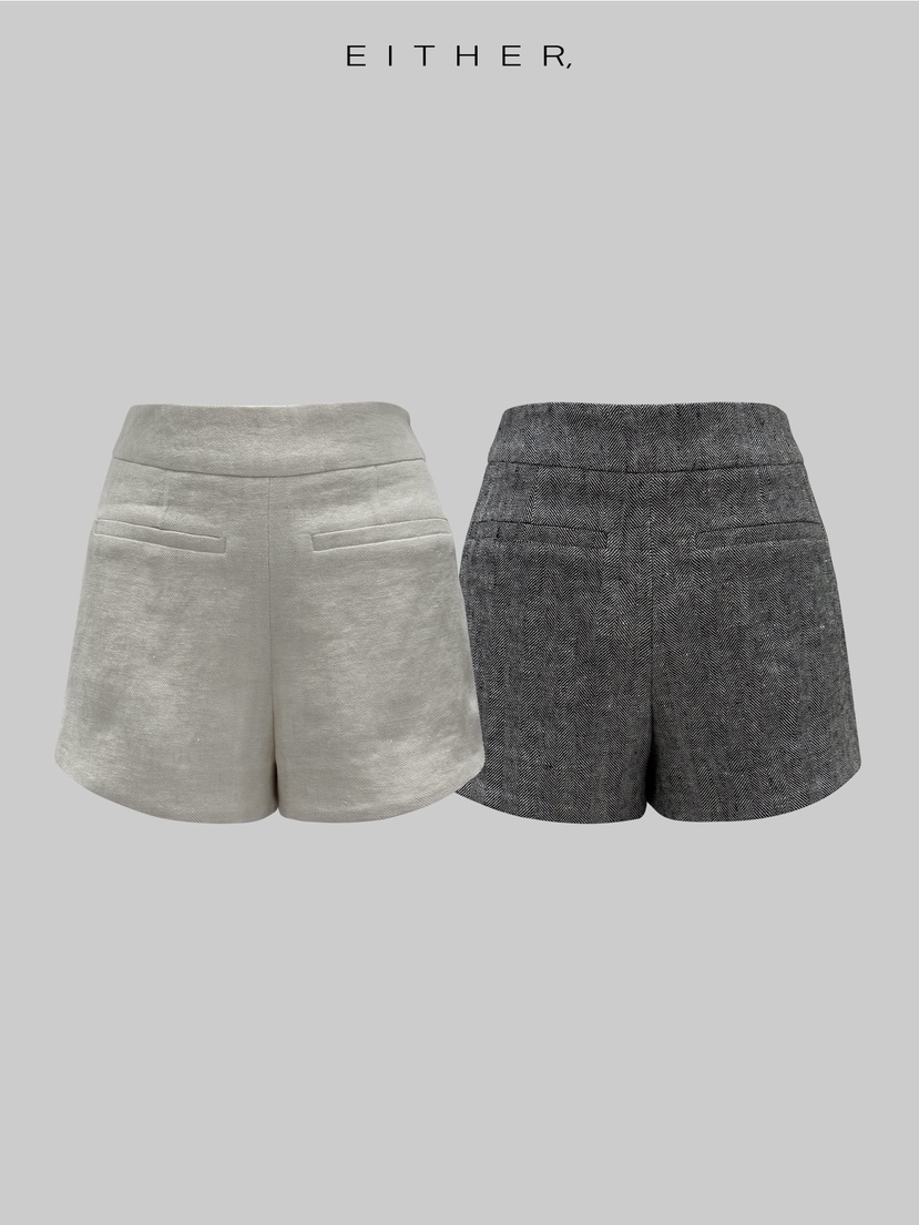 EITHER韓國直郵女士新品職業人氣推薦熱賣休閑短褲人字紋EITHER短褲