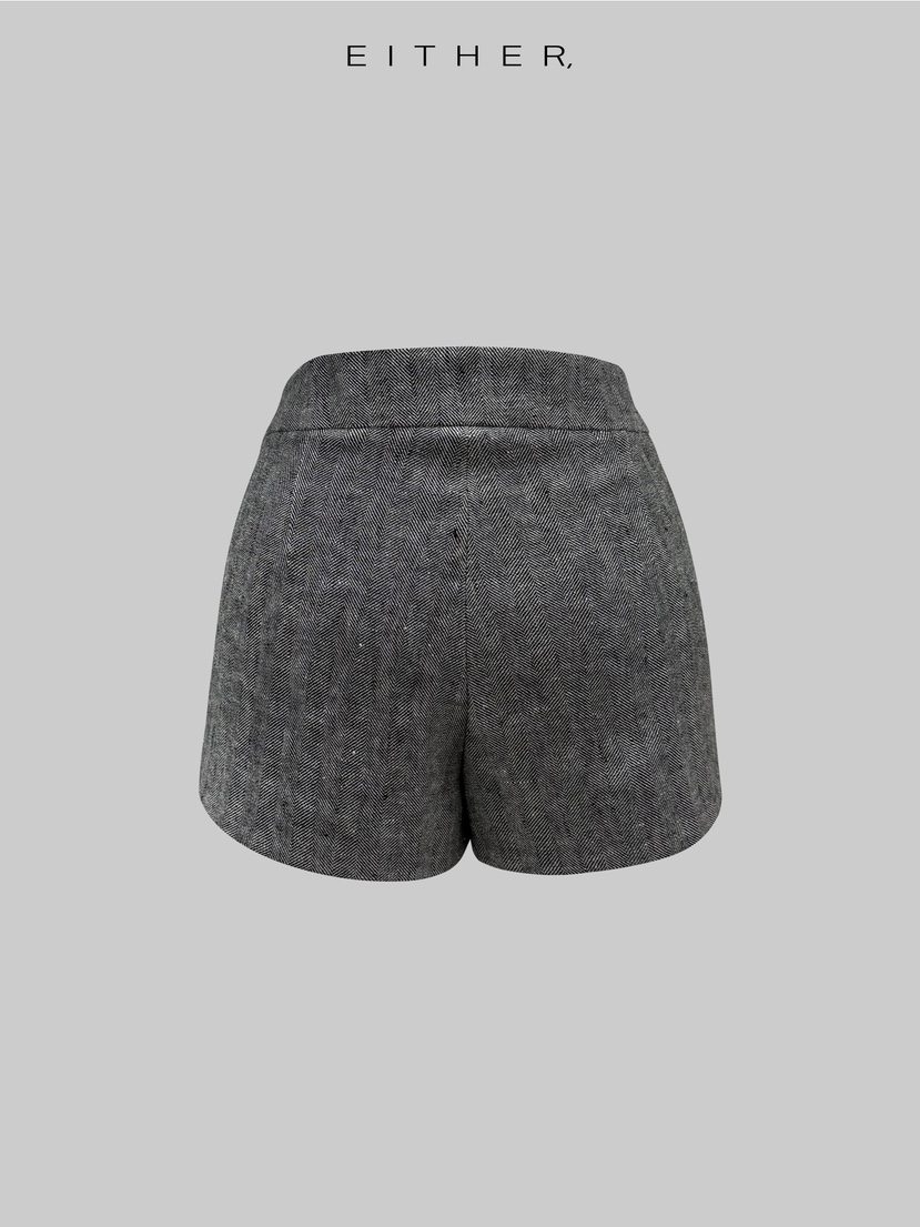 EITHER韓國直郵女士新品職業人氣推薦熱賣休閑短褲人字紋EITHER短褲