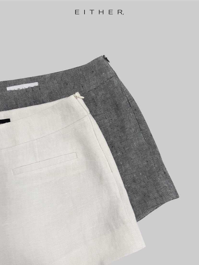 EITHER韓國直郵女士新品職業人氣推薦熱賣休閑短褲人字紋EITHER短褲