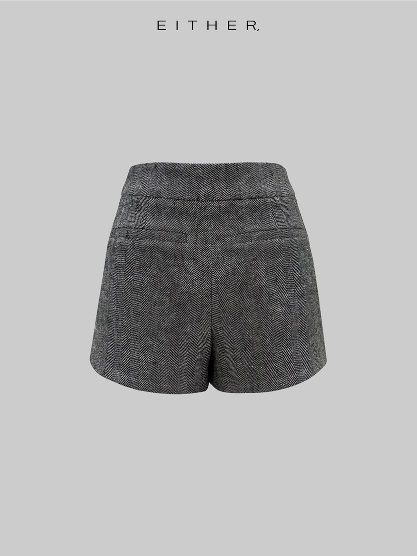 EITHER韓國直郵女士新品職業人氣推薦熱賣休閑短褲人字紋EITHER短褲圖色2