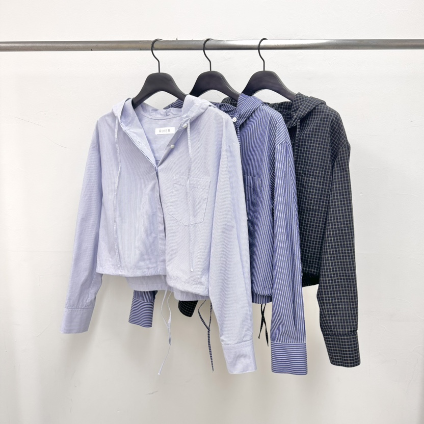 RIVER韓國直郵女裝新款時尚熱賣休閑襯衫蕾絲衫連帽衫口袋WATER/RIVER襯衫/蕾絲衫