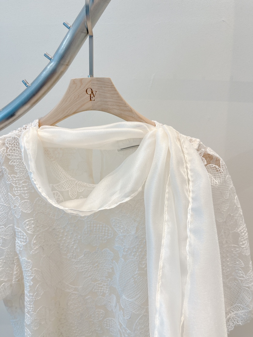 OVE韓國直郵實拍女裝新款26春夏熱賣休閑襯衫蕾絲衫含圍巾OVE襯衫/蕾絲衫