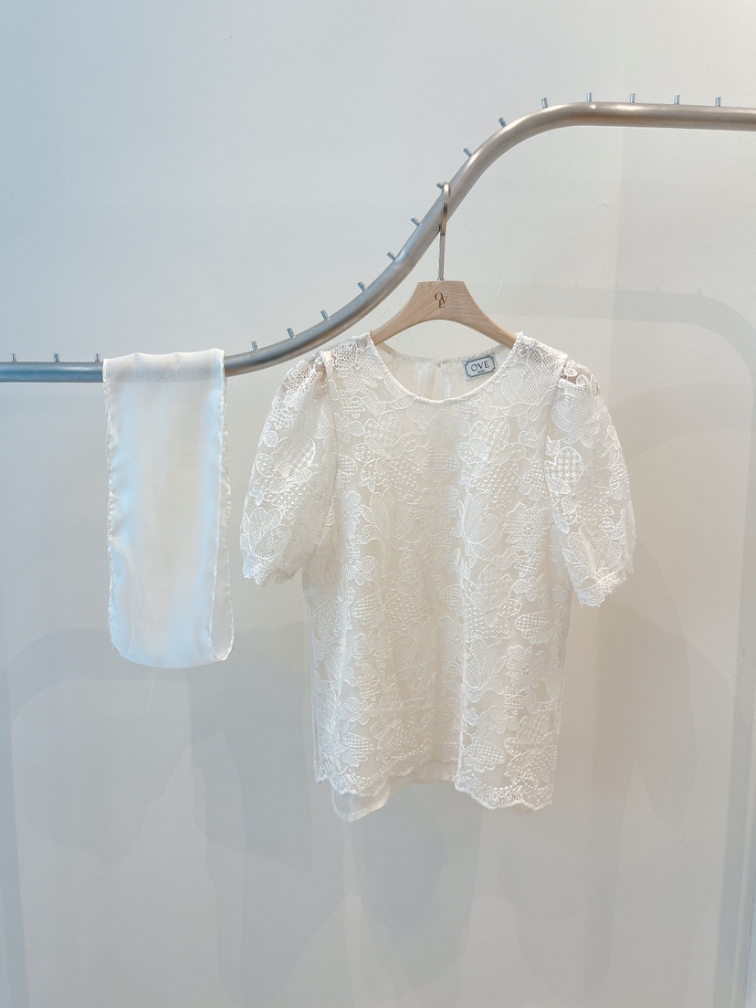 OVE韓國直郵實拍女裝新款26春夏熱賣休閑襯衫蕾絲衫含圍巾OVE襯衫/蕾絲衫圖色1