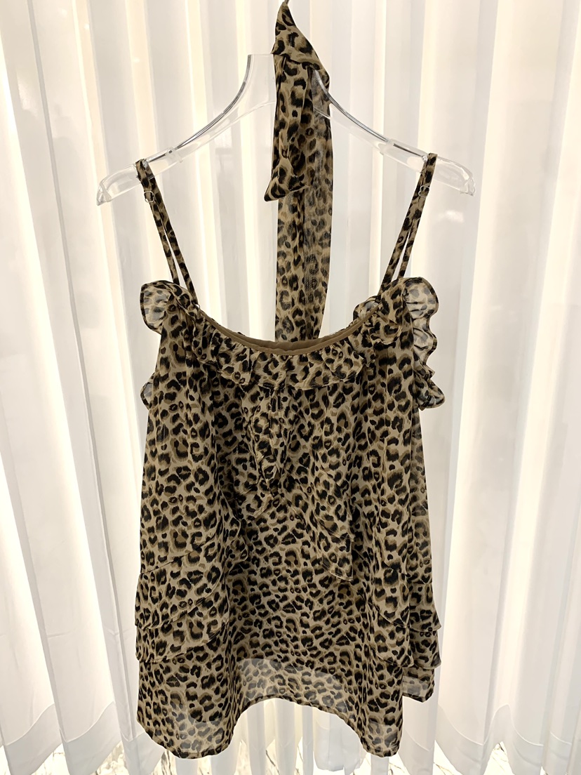 FABRIC韓國東大門代購女裝新品熱賣時尚吊帶背心豹紋圍巾FABRIC吊帶/背心