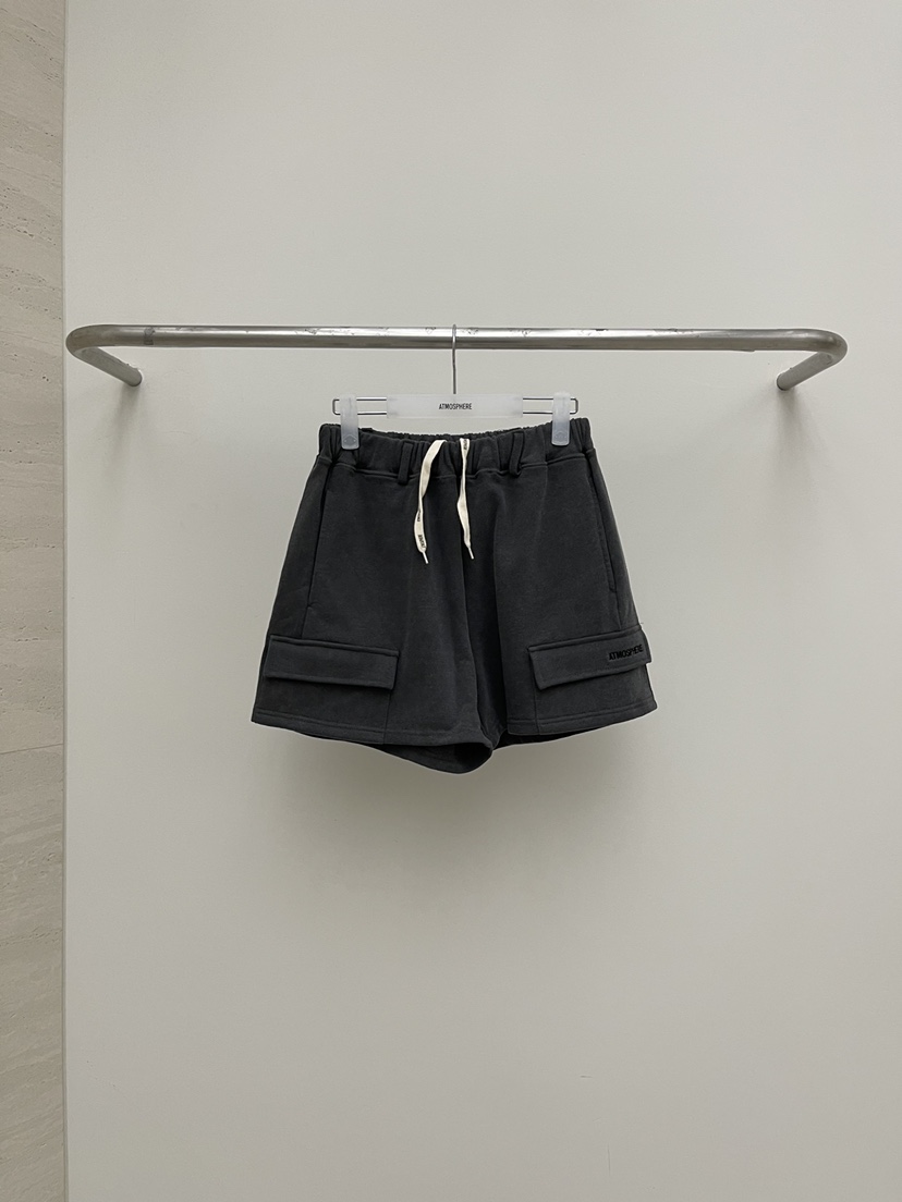 ATMOSPHERE韓國東大門代購女士新款26春夏人氣短褲工裝豬皮ATMOSPHERE/BLING短褲圖色2墨色