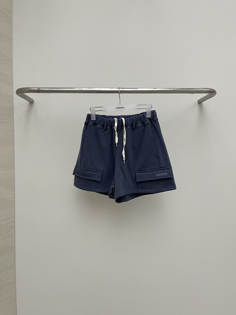 ATMOSPHERE韓國東大門代購女士新款26春夏人氣短褲工裝豬皮ATMOSPHERE/BLING短褲圖色3藍色