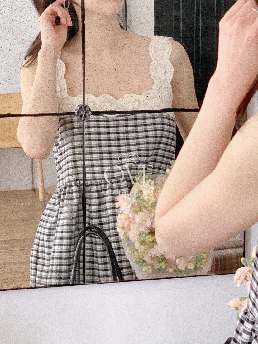 OVE韓國東大門代購女裝新款26春夏熱賣時尚推薦吊帶背心格子OVE吊帶/背心