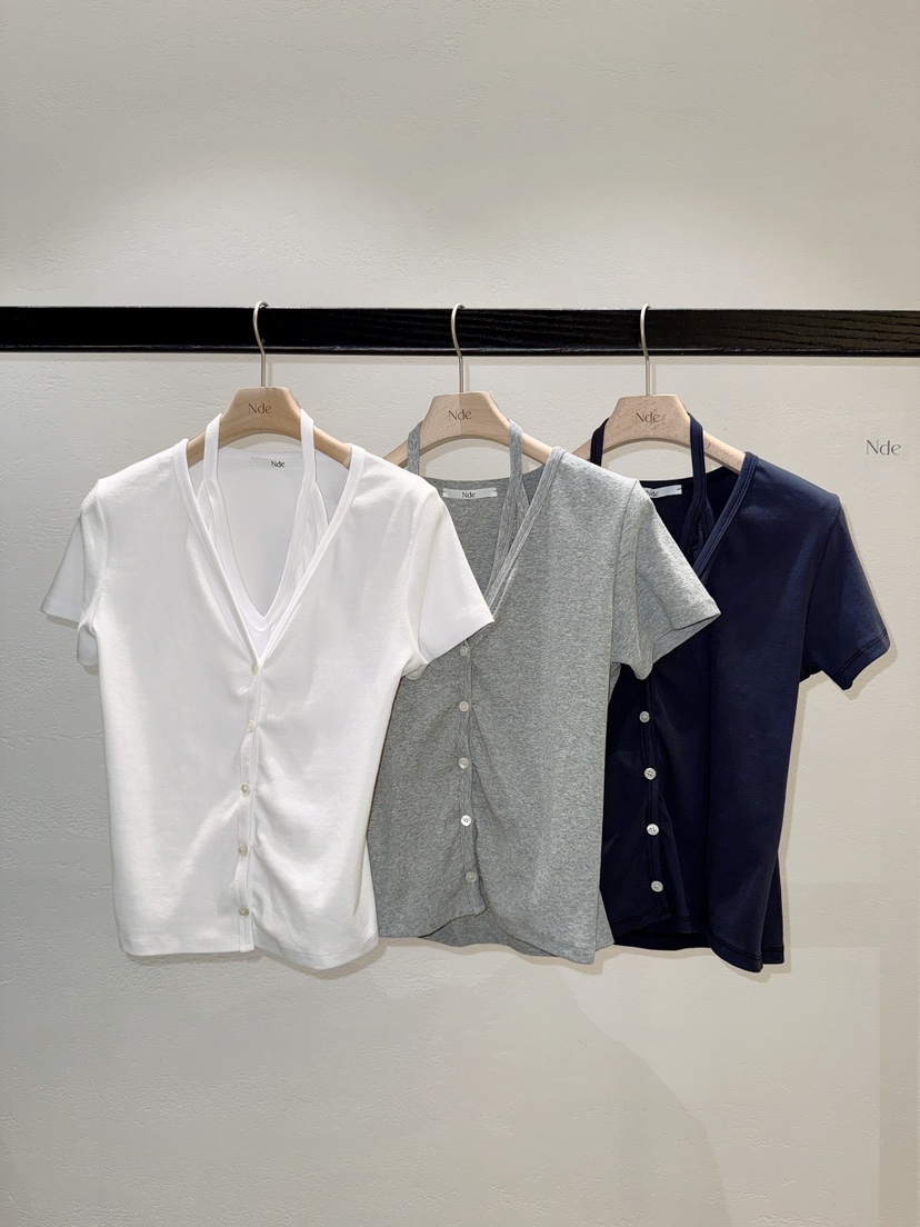 NDE韓國直郵實拍女裝新款人氣職業休閑時尚26春夏T恤開衫BOHEME_NDET恤