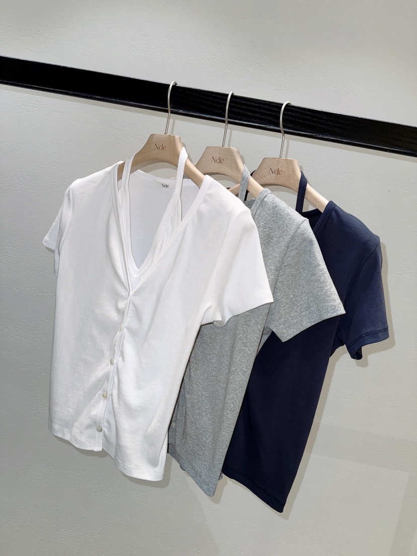 NDE韓國直郵實拍女裝新款人氣職業休閑時尚26春夏T恤開衫BOHEME_NDET恤