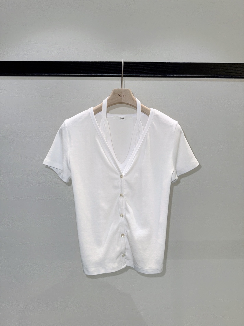 NDE韓國直郵實拍女裝新款人氣職業休閑時尚26春夏T恤開衫BOHEME_NDET恤圖色2