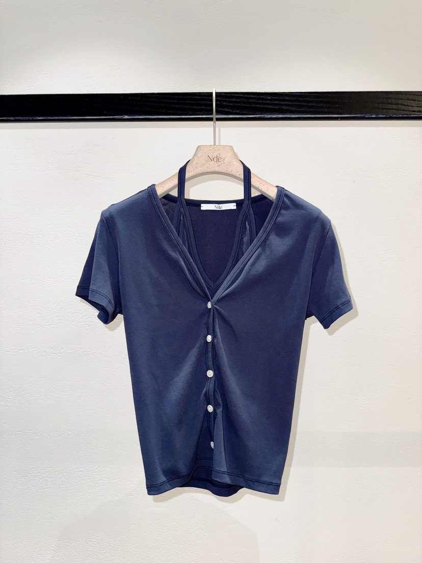 NDE韓國直郵實拍女裝新款人氣職業休閑時尚26春夏T恤開衫BOHEME_NDET恤圖色3