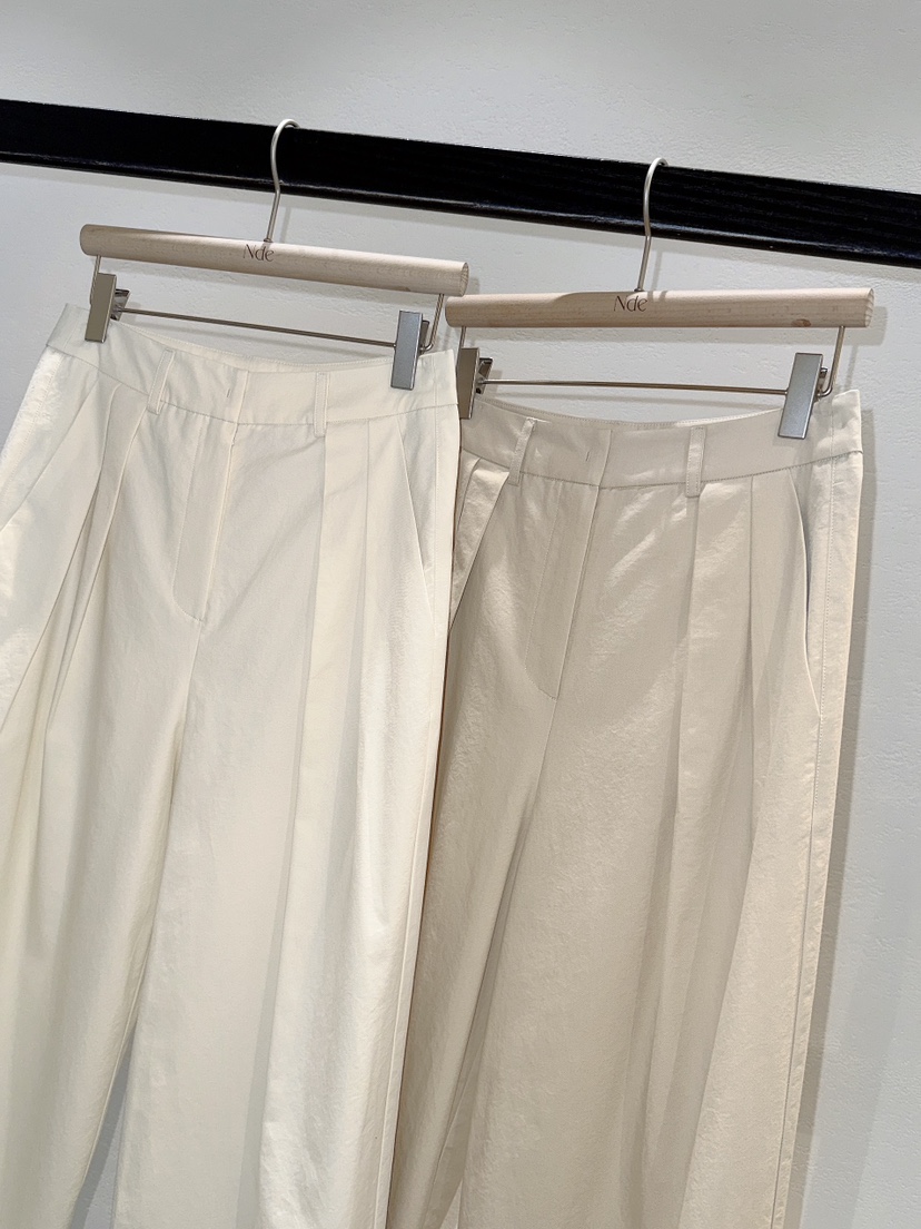 NDE韓國直郵女裝新品時尚人氣推薦26春夏職業休閑褲棉質褶裥BOHEME_NDE休閑褲