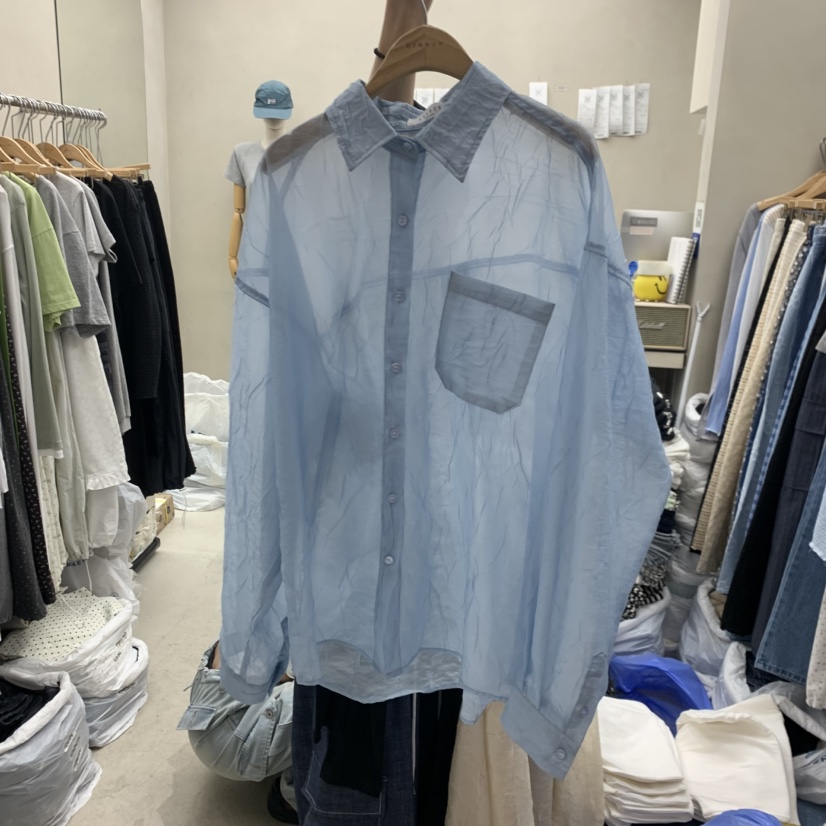 BREEZE韓國直郵實拍女士新品時尚休閑26春夏襯衫蕾絲衫透明BREEZE襯衫/蕾絲衫圖色1