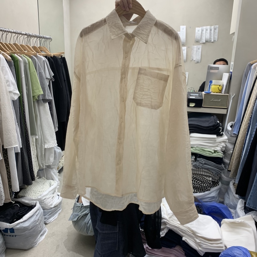 BREEZE韓國直郵實拍女士新品時尚休閑26春夏襯衫蕾絲衫透明BREEZE襯衫/蕾絲衫圖色2