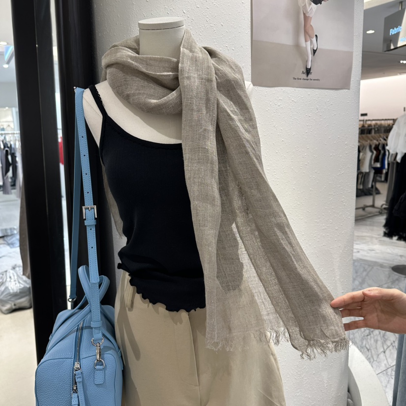 ACKER韓國東大門代購女裝新款人氣26春夏圍巾披肩亞麻圍巾ACKER圍巾/披肩圖色2