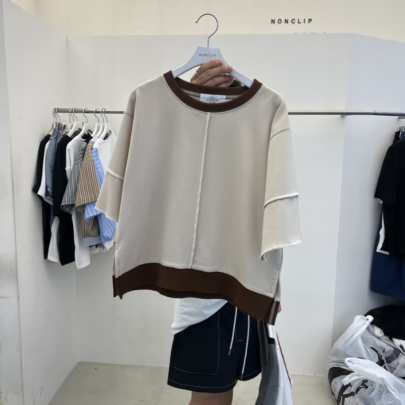 NON CLIP韓國東大門代購女裝新款推薦職業休閑時尚T恤雙層NON CLIPT恤圖色2