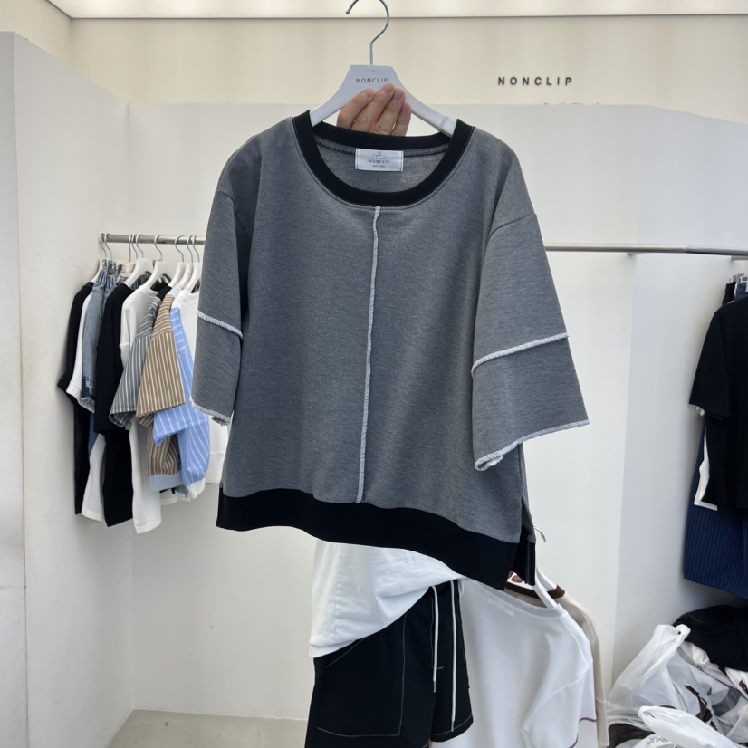 NON CLIP韓國東大門代購女裝新款推薦職業休閑時尚T恤雙層NON CLIPT恤圖色3
