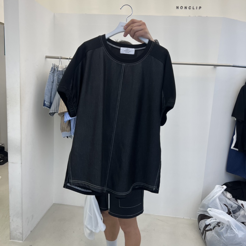 NON CLIP韓國東大門代購女裝新品休閑時尚人氣熱賣T恤撞色NON CLIPT恤圖色1