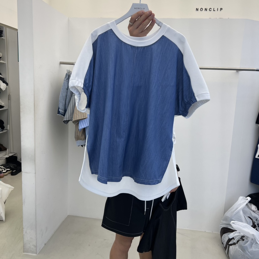 NON CLIP韓國東大門代購女裝新品休閑時尚人氣熱賣T恤撞色NON CLIPT恤圖色2