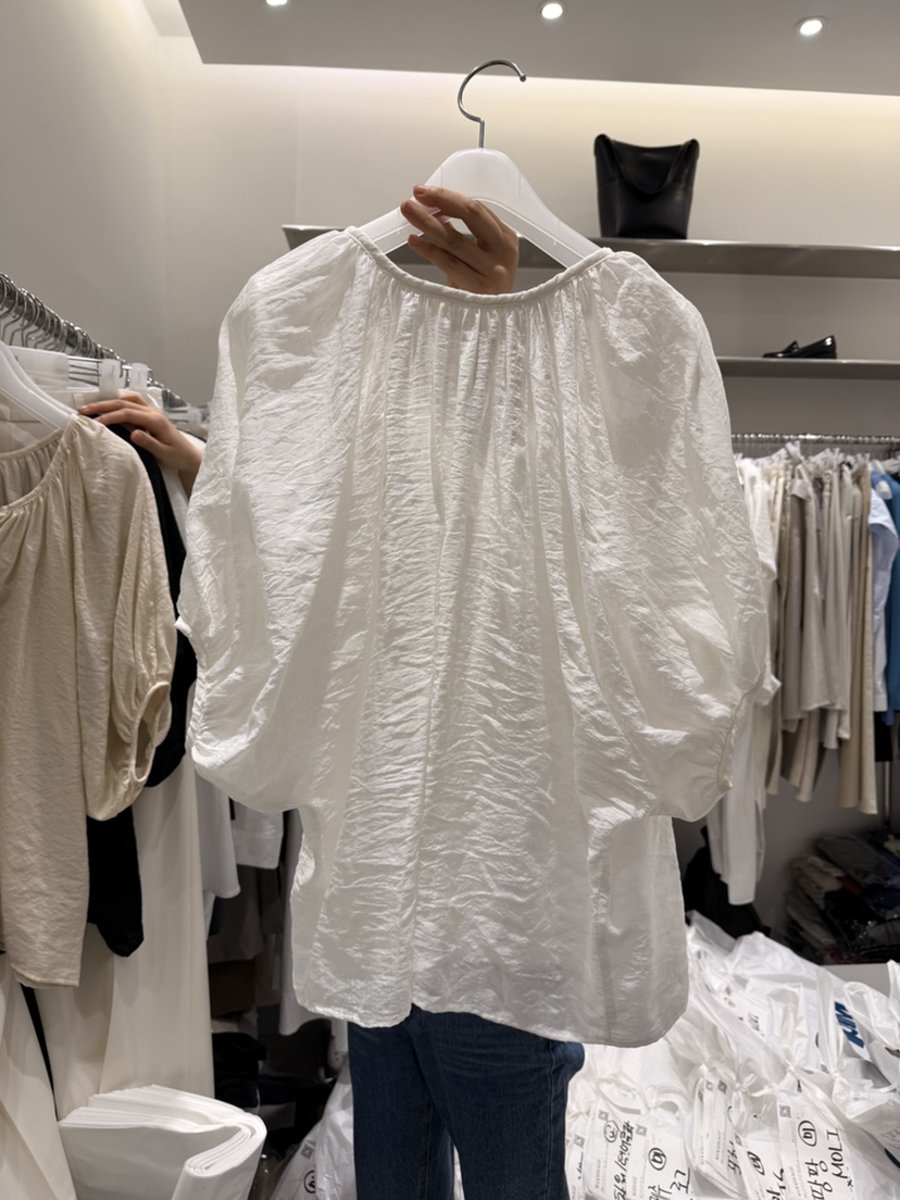 WOOD SAGE韓國東大門直郵女士新款休閑襯衫蕾絲衫褶皺雙面WOOD SAGE襯衫/蕾絲衫