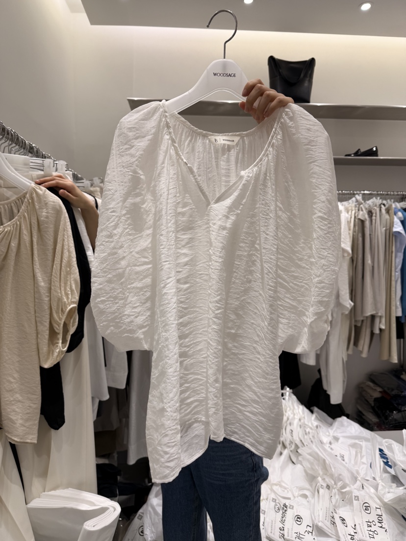 WOOD SAGE韓國東大門直郵女士新款休閑襯衫蕾絲衫褶皺雙面WOOD SAGE襯衫/蕾絲衫圖色1