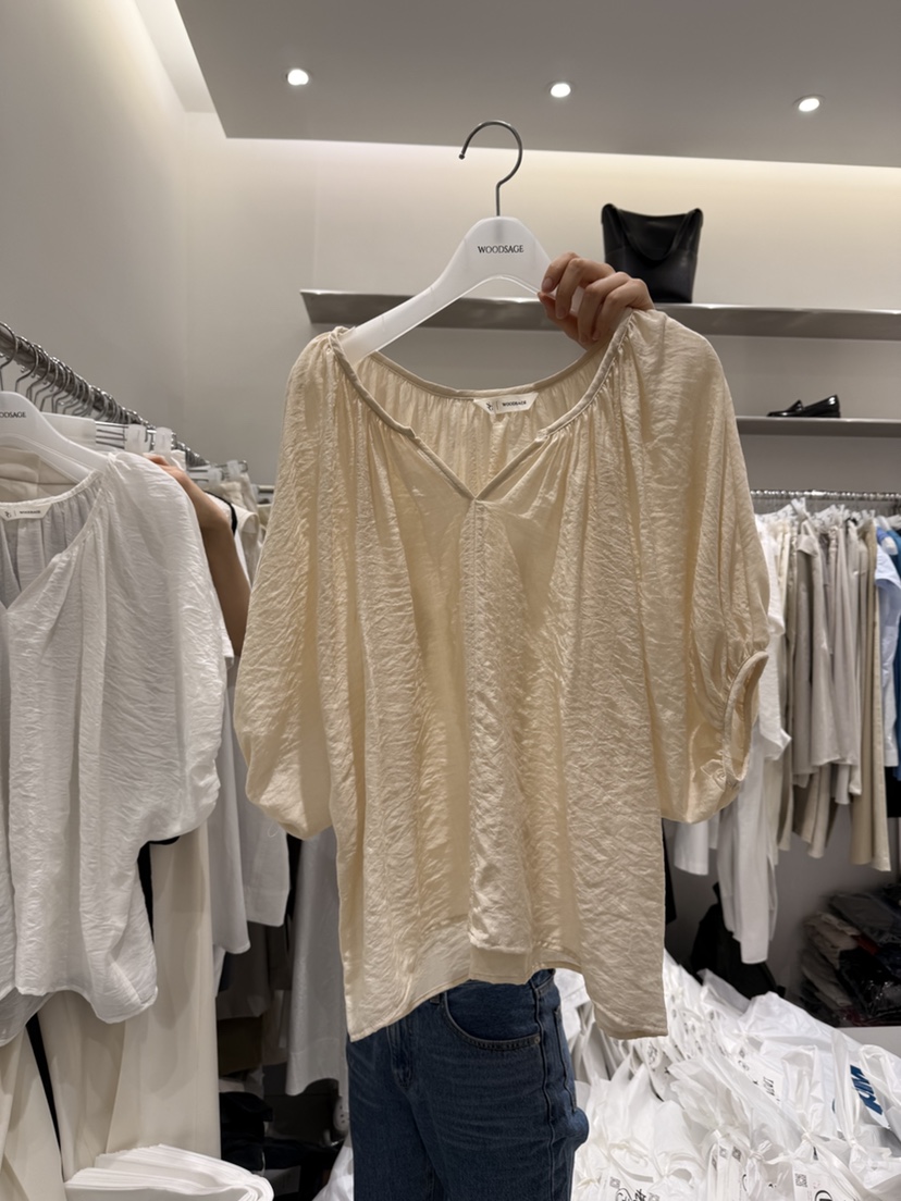 WOOD SAGE韓國東大門直郵女士新款休閑襯衫蕾絲衫褶皺雙面WOOD SAGE襯衫/蕾絲衫圖色2