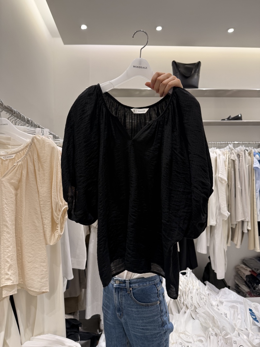 WOOD SAGE韓國東大門直郵女士新款休閑襯衫蕾絲衫褶皺雙面WOOD SAGE襯衫/蕾絲衫圖色3