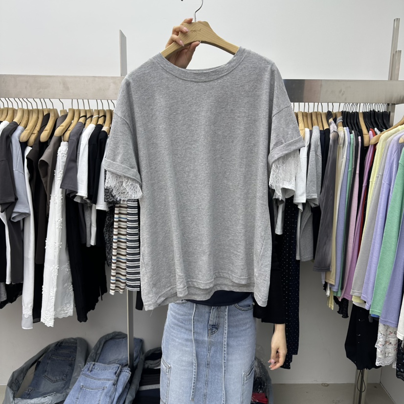 SPECIAL韓國直郵女士新品推薦休閑人氣熱賣職業26春夏T恤蕾絲SPECIALT恤圖色1