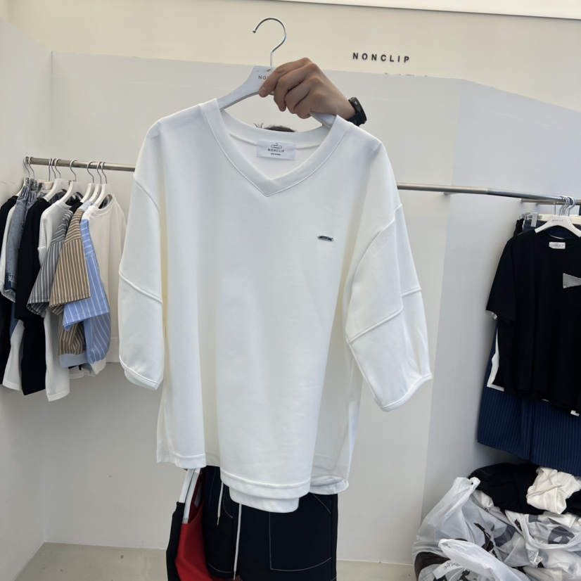NON CLIP韓國直郵女裝新品人氣熱賣26春夏推薦時尚T恤V領NON CLIPT恤圖色2