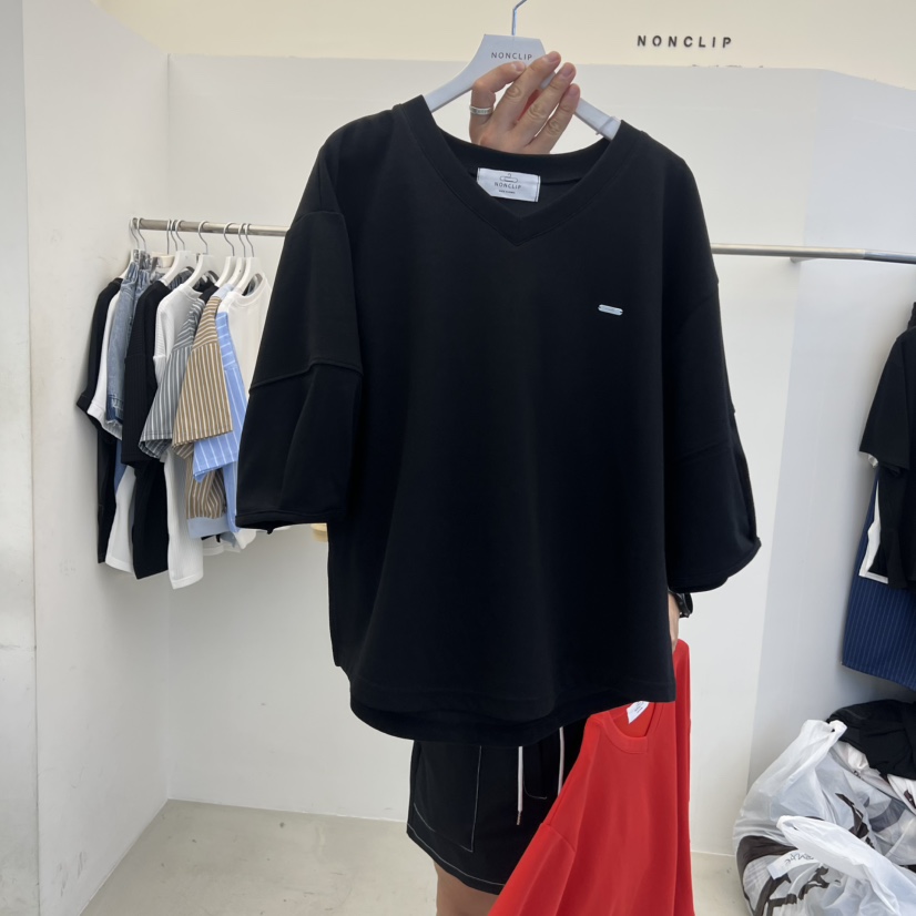 NON CLIP韓國直郵女裝新品人氣熱賣26春夏推薦時尚T恤V領NON CLIPT恤圖色3