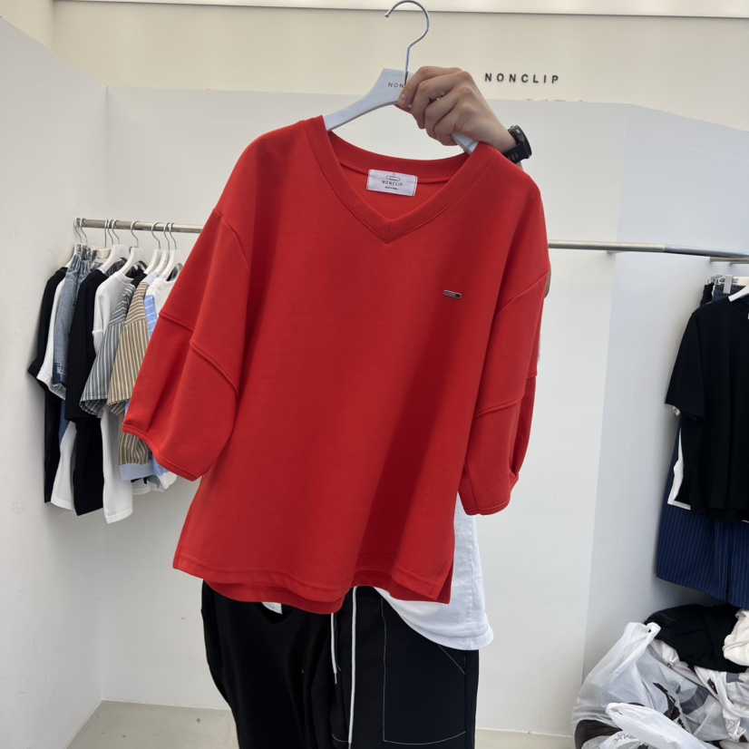 NON CLIP韓國直郵女裝新品人氣熱賣26春夏推薦時尚T恤V領NON CLIPT恤圖色4