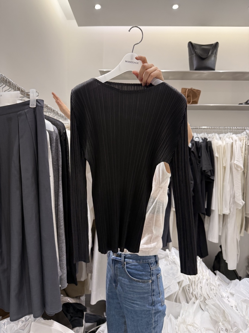 WOOD SAGE韓國東大門直郵女士新款推薦人氣長袖T恤船領褶裥WOOD SAGE長袖T恤圖色3