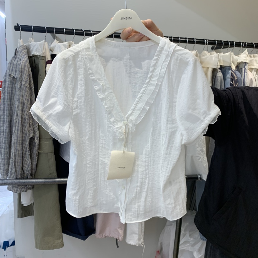 JINSIM韓國東大門代購女士新款熱賣26春夏時尚襯衫蕾絲衫JINSIM襯衫/蕾絲衫圖色1