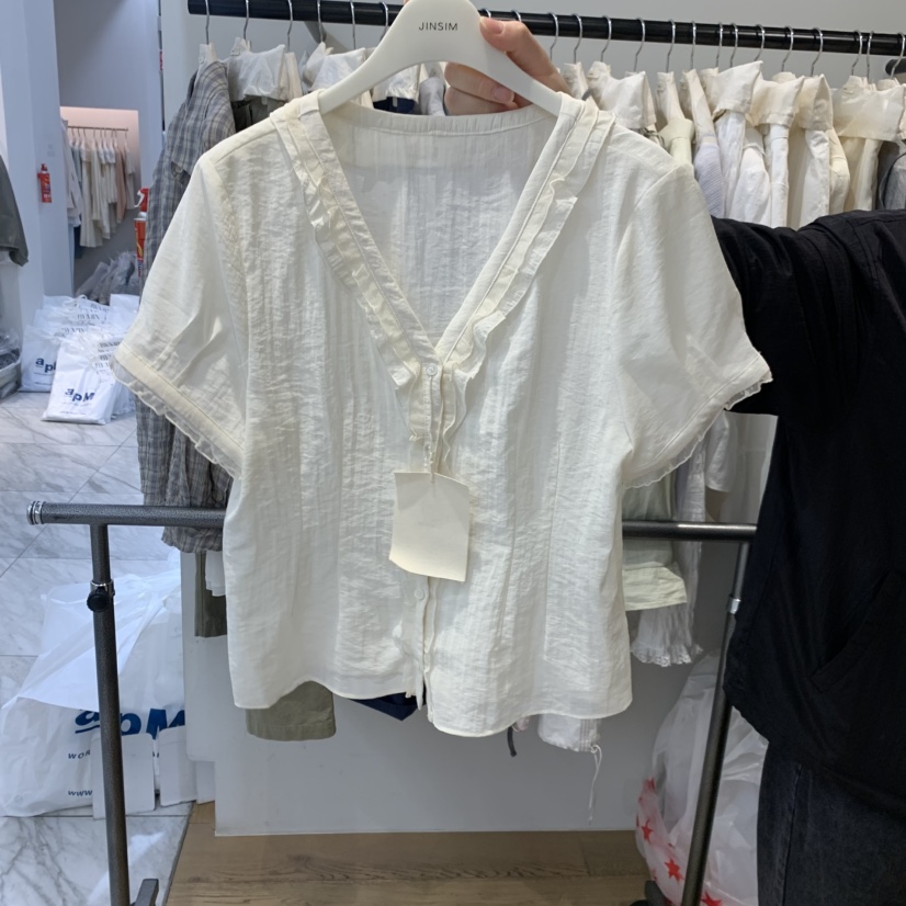 JINSIM韓國東大門代購女士新款熱賣26春夏時尚襯衫蕾絲衫JINSIM襯衫/蕾絲衫圖色2