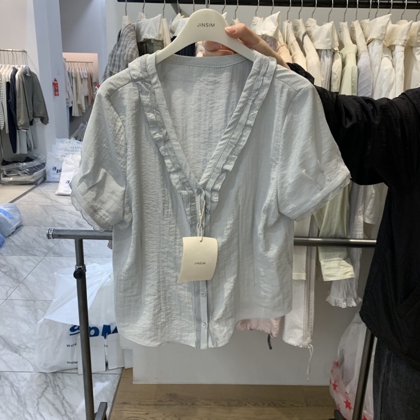 JINSIM韓國東大門代購女士新款熱賣26春夏時尚襯衫蕾絲衫JINSIM襯衫/蕾絲衫圖色3