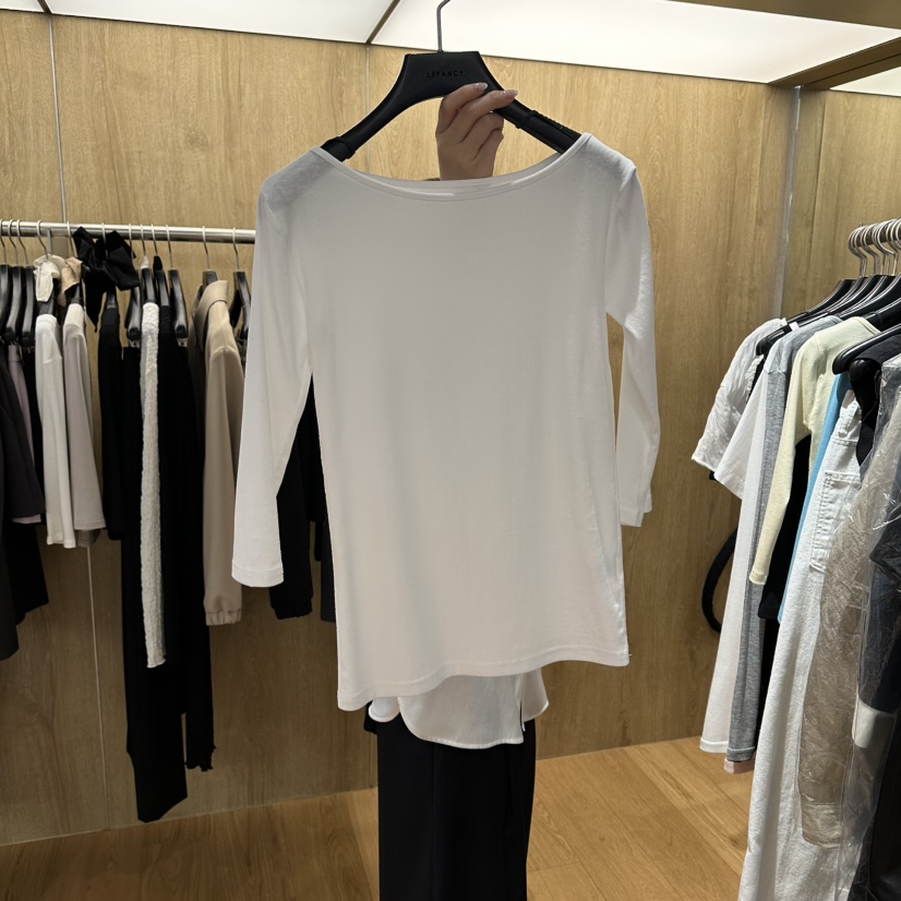 LEFANCY韓國東大門代購女士新款人氣熱賣26春夏時尚T恤船領LEFANCYT恤圖色2