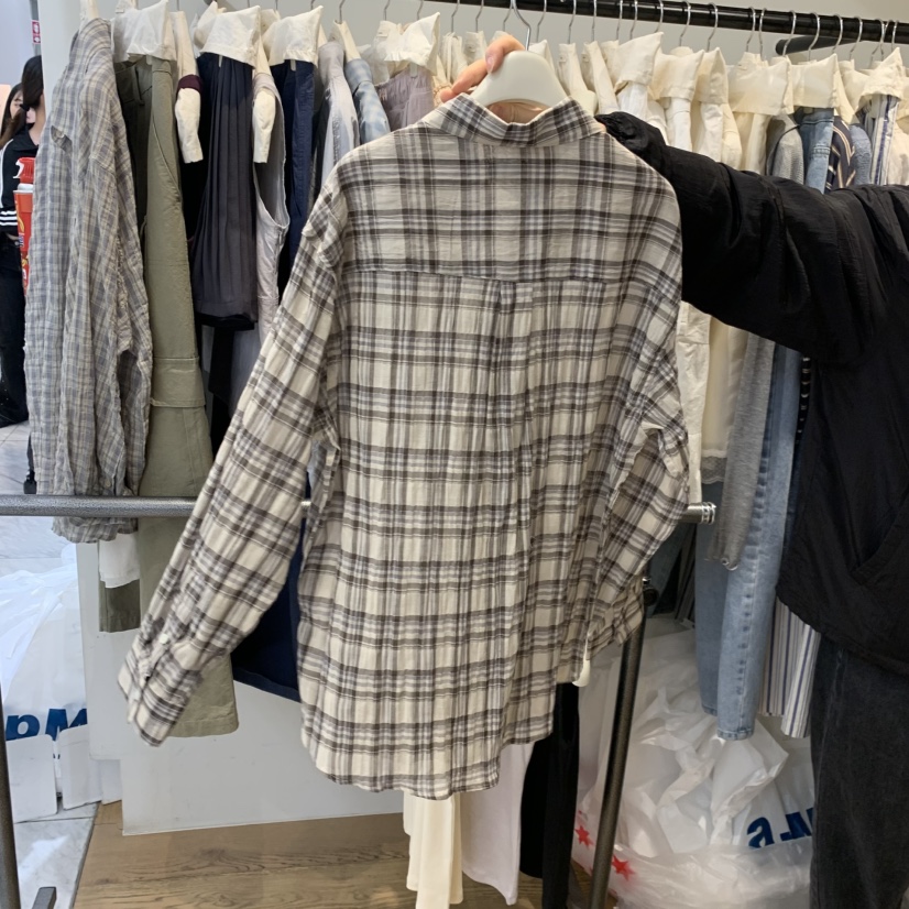 JINSIM韓國代購女裝新款26春夏時尚熱賣推薦襯衫蕾絲衫格子JINSIM襯衫/蕾絲衫