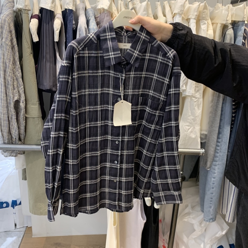 JINSIM韓國代購女裝新款26春夏時尚熱賣推薦襯衫蕾絲衫格子JINSIM襯衫/蕾絲衫圖色3