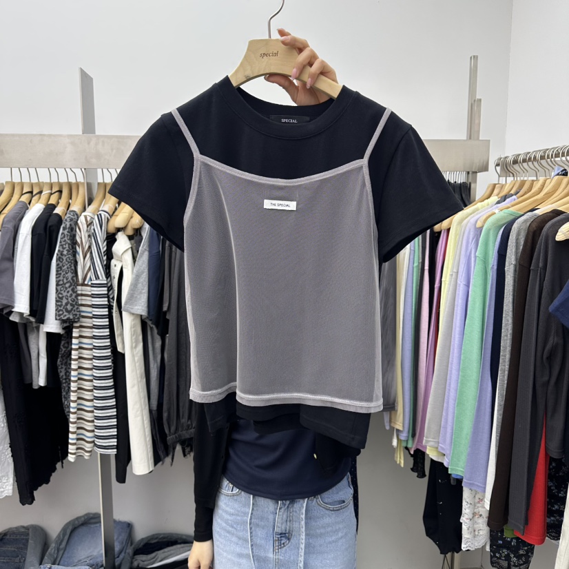 SPECIAL韓國直郵女裝新品時尚26春夏休閑推薦職業T恤假兩件SPECIALT恤圖色7