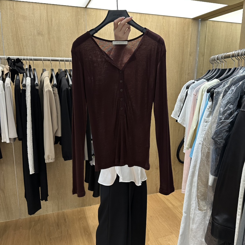 LEFANCY韓國直郵女裝新品時尚26春夏休閑職業長袖T恤天絲LEFANCY長袖T恤圖色3