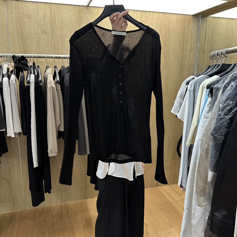 LEFANCY韓國直郵女裝新品時尚26春夏休閑職業長袖T恤天絲LEFANCY長袖T恤圖色4