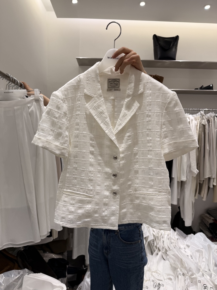 WOOD SAGE韓國代購女裝新款推薦職業26春夏休閑夾克粗花呢WOOD SAGE夾克圖色1