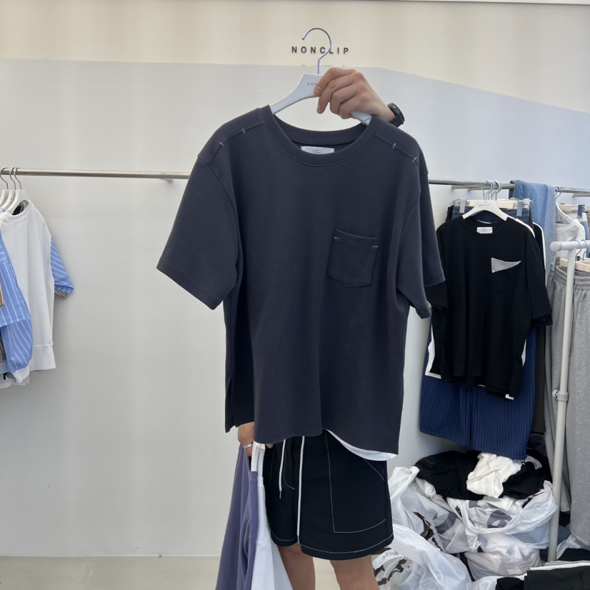 NON CLIP韓國東大門直郵女士新款26春夏推薦職業T恤口袋NON CLIPT恤圖色2